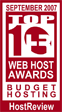 Top 10 Budget Hosting - September 2007