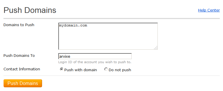 How to push a domain from eNom to Arvixe